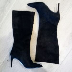 NEW Steve Madden Kinga Black Faux Suede Heeled Boots Size 9.5